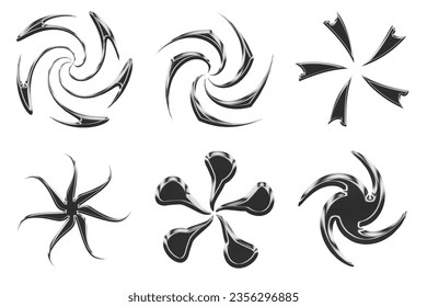 Set of chrome elements for design in Y2K style. Vector abstract shapes in retro futurism aesthetics. colecction 3d elements pack