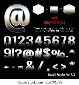 Set of chrome letters and chrome graphic style. You can apply this style to any fonts and objects, vector. EPS 10.