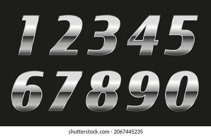 Set of chrome metal numbers.