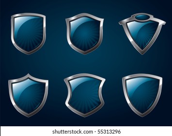 A set of chrome metallic mediavel shields.