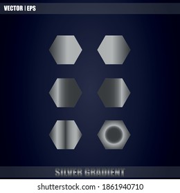 Set of Chrome Silver Gradient  shapes