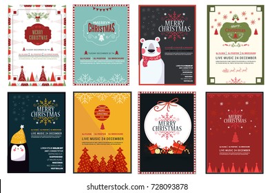 Set of Chrsitmas flayer design template, vector ilustration
