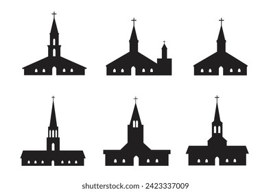 set of church buildings architecture vector illustration