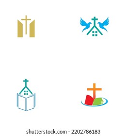 set of church logo vector illustration design template