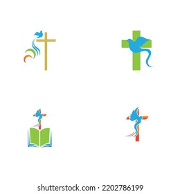 set of church logo vector illustration design template