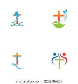 set of church logo vector illustration design template