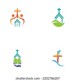 set of church logo vector illustration design template