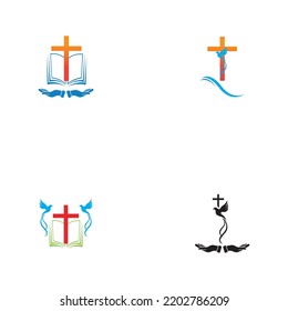 set of church logo vector illustration design template