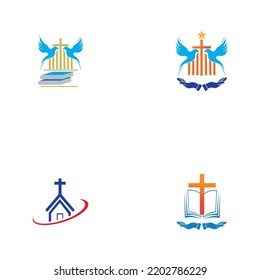 set of church logo vector illustration design template