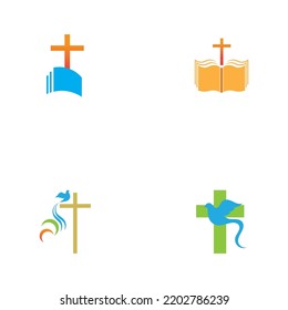 set of church logo vector illustration design template
