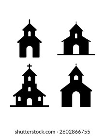 Set of Church Silhouettes in Different Styles	
