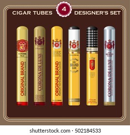 A set of cigar tube templates. Vector elements