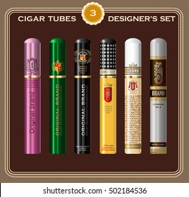 A set of cigar tube templates. Vector elements