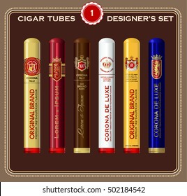 A set of cigar tube templates. Vector elements