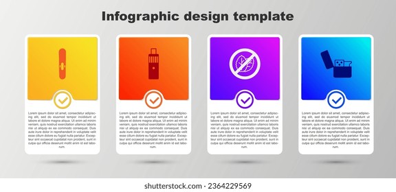 Set Cigar, Vape mod device, No tobacco leaf and Lighter. Business infographic template. Vector