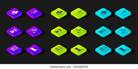 Set Cigarette case, Ashtray with cigarette, Vape mod device, Disease lungs, Electronic and Medical nicotine patches icon. Vector