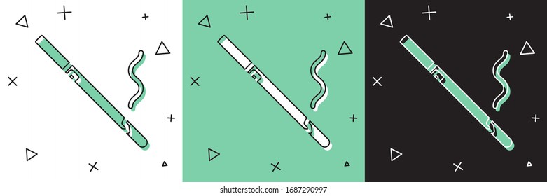 Set Cigarette icon isolated on white and green, black background. Tobacco sign. Smoking symbol.  Vector Illustration