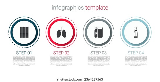Set Cigarette, Lungs, Electronic cigarette and Vape liquid bottle. Business infographic template. Vector