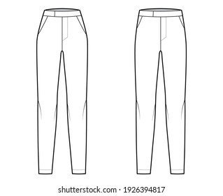 Vector flare pants for ladies fashion CAD, sketch template, woman