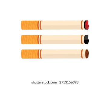 Conjunto de ilustración de concepto de palo de cigarrillo, archivo de Vector de cigarrillo, icono de cigarrillo, conjunto de iconos simples. Ilustración de concepto de humo de tabaco en estilo plano de Vector.