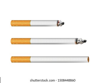 Set of cigarettes, realistic vector