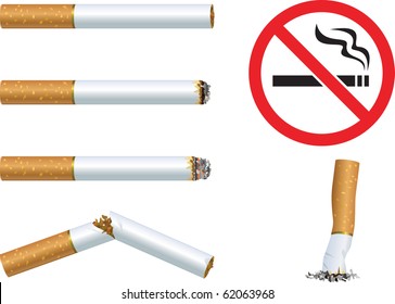 Set of cigarettes and the sign "No smoking"