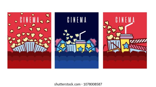 Set of cimena cards cartoons