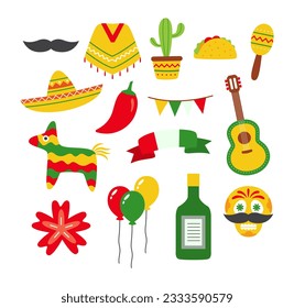 Set von cinco de mayo Element flache Design-Illustration