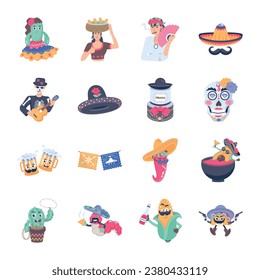 Iconos planos de Cinco de Mayo 

