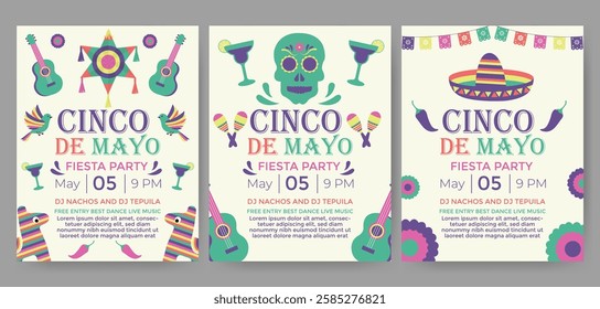 Set of Cinco de mayo invitation design template. vector illustration