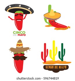Set of cinco de mayo related objects, Vector illustration