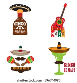 Set of cinco de mayo related objects, Vector illustration