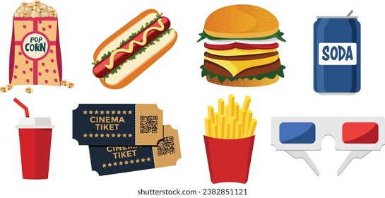 set of cine items, fast food