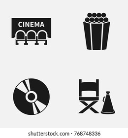 Set of cinema attributes  vector icons.