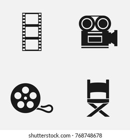 Set of cinema attributes  vector icons.