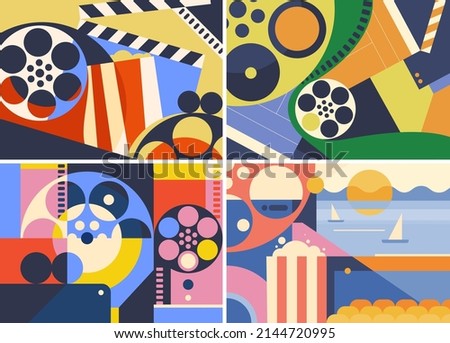 Set of cinema banners. Placard designs in abstract style.