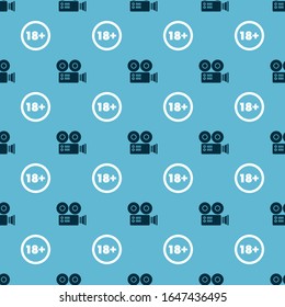 Set Cinema camera  and Under 18 years on seamless pattern. Vector