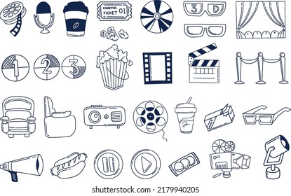 Set of Cinema Doodle Icon