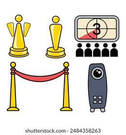 Set of Cinema and Entertainment isolated