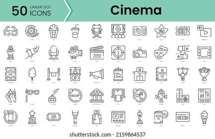 Set of cinema icons. Line art style icons bundle. vector illustration