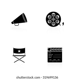Set of cinema icons on a white background
