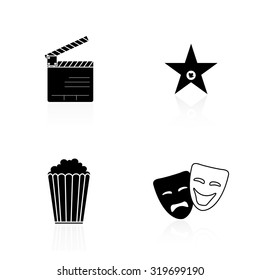 Set of cinema icons on a white background