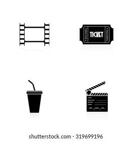 Set of cinema icons on a white background