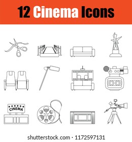 Set of cinema icons. Thin Line design. Vector illustration.