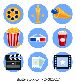 Set of cinema icons vector