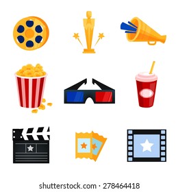 Set of cinema icons vector