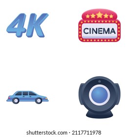 Set of Cinema and Media Flat Icons


