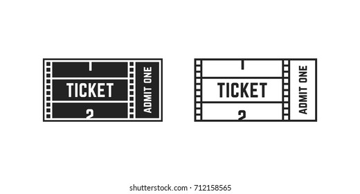 set of cinema or online movie ticket. concept of gain access to popular web television season show. simple linear flat trend modern black stroke logotype graphic art filmstrip design isolated on white