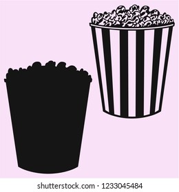set cinema popcorn vector silhouette