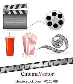 Conjunto de símbolos de cine. Ilustración vectorial.